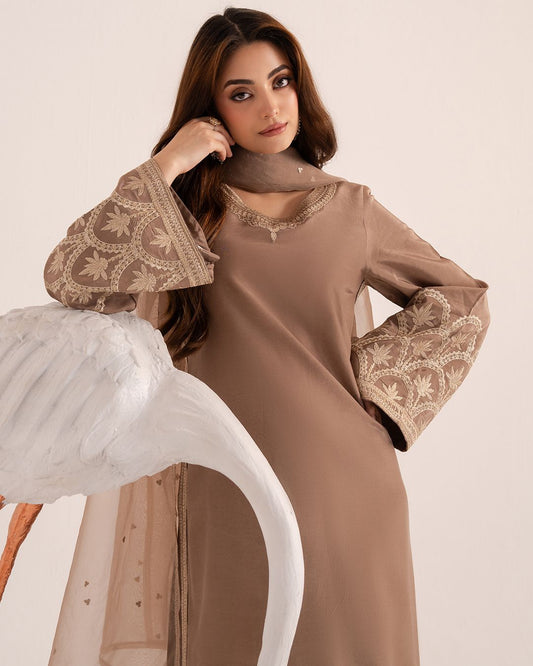 IZEL Premium Chiffon Embroidered Suit – Unstitched (3 Piece) | COD + Free Delivery