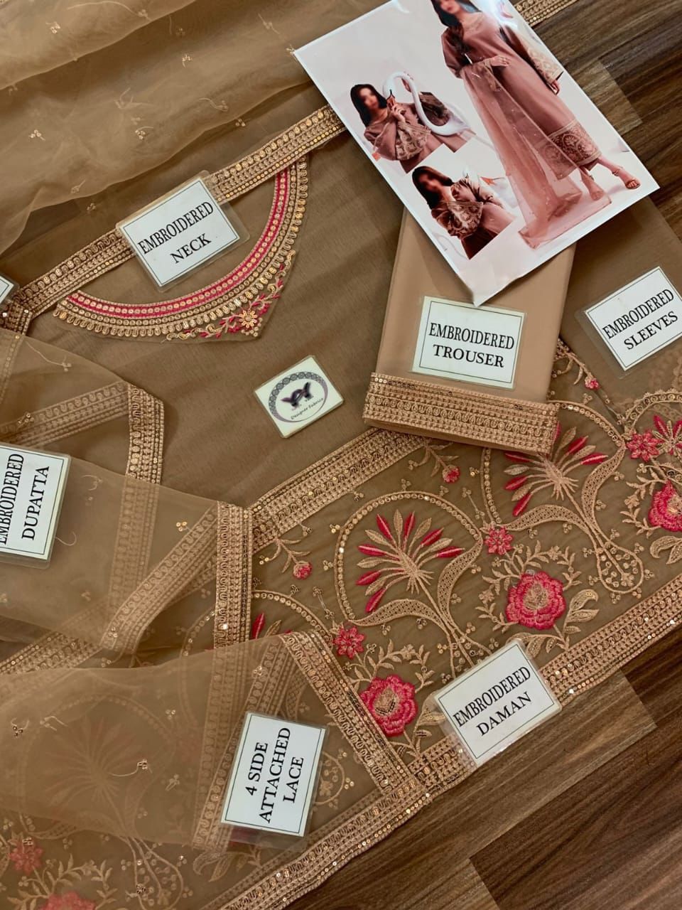 IZEL Premium Chiffon Embroidered Suit – Unstitched (3 Piece) | COD + Free Delivery